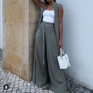 Zara wide leg belt knit pants